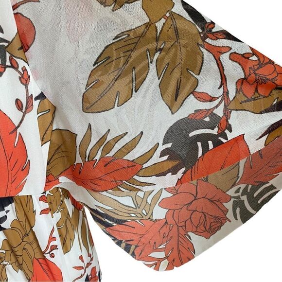 Fuzzi V Neck Leaf Print Dress Size Large - Picture 6 of 7